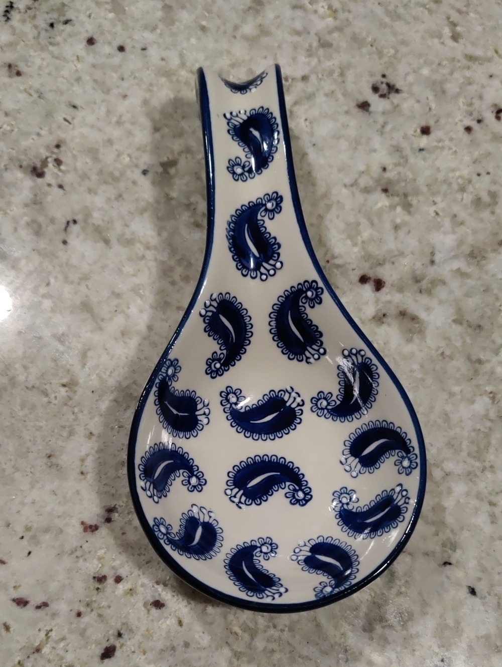 Paisley Design Ceramic Spoon Rest White/Blue Cottagecore Retro Y2K Holder Chic
